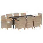 vidaXL Ensemble de salle à manger pour jardin 9 pc Beige polyrotin