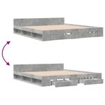 vidaXL Cadre de lit avec tiroirs sans matelas gris béton 200x200 cm