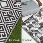 Tapis extérieur terrasse réversible - Tapis de jardin imperméable résistant UV - Géométrique - Noir - 119x186 cm - HOMESCAPES