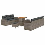 vidaXL Ensemble de canapé de jardin 10 Pièces Gris polyrotin