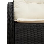 Canapé de jardin 2 places vidaXL avec rangement et coussins en poly rattan noir