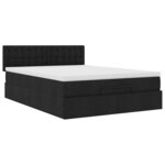 vidaXL Lit ottoman avec matelas et LED noir 140x200 cm tissu