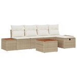 vidaXL Ensemble de canapé de jardin 6 Pièces Beige Poly rotin