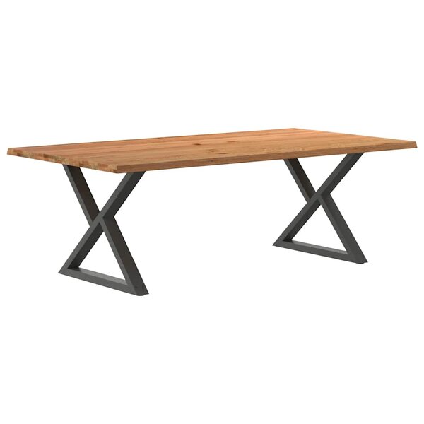 vidaXL Table à manger avec bord naturel 220x120x74cm bois massif chêne