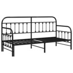 vidaXL Cadre de lit de jour avec tête de lit Noir 75 x 190 cm Acier