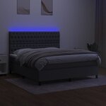 vidaXL Sommier à lattes de lit et matelas et LED Gris foncé 160x200 cm