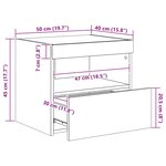 vidaXL Table de chevet avec lumières LED gris béton 50x40x45 cm