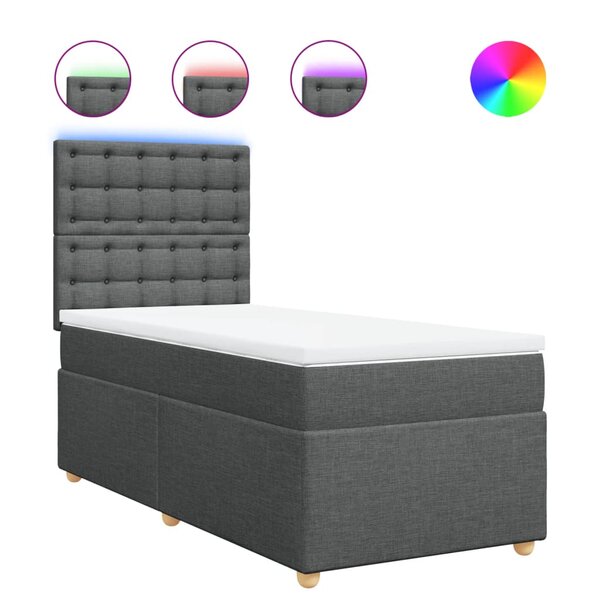 vidaXL Sommier à lattes de lit et matelas Gris foncé 90x190 cm Tissu