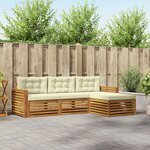 vidaXL Ensemble de canapés d'extérieur 4 pc Naturel et Crème