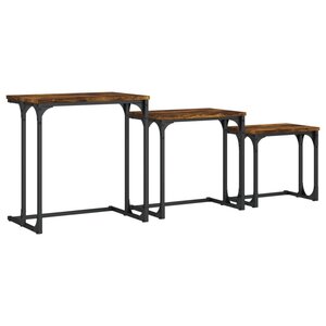 vidaXL Tables basses gigognes 3 Pièces chêne fumé bois d'ingénierie