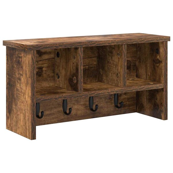 vidaXL Porte-manteau mural avec étagère Chêne fumé 50 x 16 x 26 cm