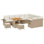 vidaXL Ensemble de canapé de jardin 12 Pièces Beige polyrotin