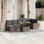 vidaXL Salon de jardin 8 Pièces avec coussins gris résine tressée