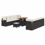 vidaXL Ensemble de canapé de jardin avec coussin 11 Pièces Noir et crème