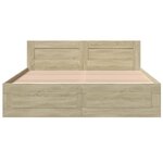 vidaXL Cadre de lit tête de lit sans matelas chêne sonoma 150x200 cm