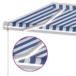 vidaXL Auvent automatique capteur de vent/LED 600x300 cm Bleu et blanc