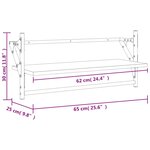 vidaXL Étagères murales avec barres 2 Pièces noir 65x25x30 cm