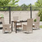 vidaXL Ensemble de salle à manger de jardin 5 pièces avec coussins beige en rattan poly