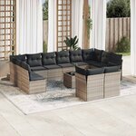 vidaXL Salon de jardin avec coussins 13 Pièces gris clair résine tressée