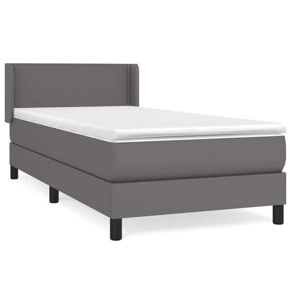 vidaXL Sommier à lattes de lit avec matelas Gris 100x200 cm Similicuir