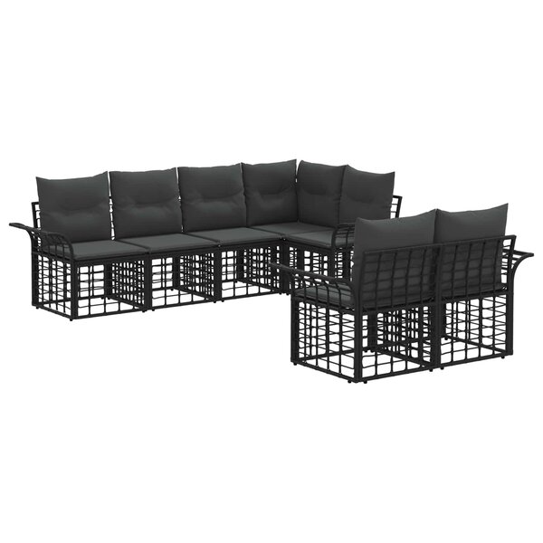 vidaXL Ensemble de canapés d'extérieur 7 Pièces Noir et Gris foncé