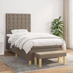 vidaXL Sommier à lattes de lit avec matelas Taupe 90x190 cm Tissu