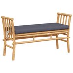 Banc de jardin vidaXL avec coussin en bambou de 110 cm