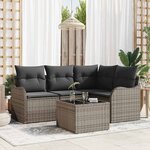 vidaXL Ensemble de canapé de jardin avec coussin 5 Pièces Gris Poly rotin