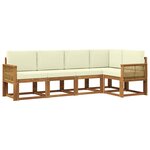 vidaXL Ensemble de canapés d'extérieur 5 pc Naturel et Crème Polyester
