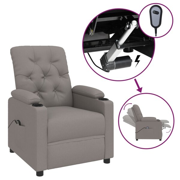 vidaXL Fauteuil inclinable électrique Taupe Tissu