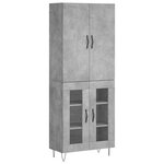 vidaXL Buffet haut Gris béton 69 5x34x180 cm Bois d'ingénierie