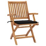 vidaXL Chaises de jardin lot de 2 et coussins noir Bois de teck massif