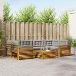 vidaXL Ensemble de canapés d'extérieur 7 pc Gris Naturel et Clair