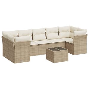 vidaXL Salon de jardin avec coussins 8 Pièces beige résine tressée
