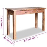 vidaXL Table console bois d'acajou massif 123x42x75 cm