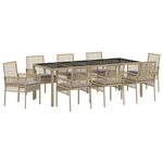 vidaXL Ensemble de salle à manger pour jardin 9 Pièces Beige polyrotin