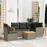 vidaXL Salon de jardin 6 Pièces avec coussins gris résine tressée