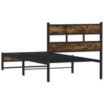 vidaXL Cadre de lit en métal sans matelas chêne fumé 100x190 cm