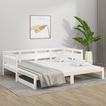 vidaXL Lit coulissant sans matelas blanc 2x(90x200) cm
