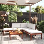vidaXL Salon de jardin 6 Pièces avec coussins Crème Bois d'acacia solide