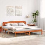 vidaXL Cadre de lit avec tête de lit Marron Ciré 200x200 cm Bois Massif Pin