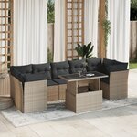 vidaXL Salon de jardin 8 Pièces avec coussins gris clair résine tressée