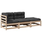 vidaXL Salon de jardin 3 Pièces avec coussins bois de pin massif