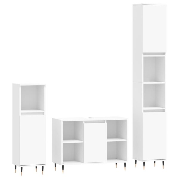 vidaXL Ensemble de meubles salle de bain 3 Pièces blanc bois d'ingénierie
