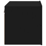 vidaXL Table de chevet murale avec lumières LED noir