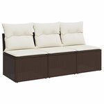 vidaXL Canapé de jardin avec coussins 3 places brun résine tressée