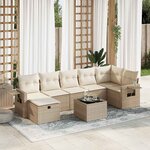 vidaXL Salon de jardin avec coussins 8 Pièces beige résine tressée
