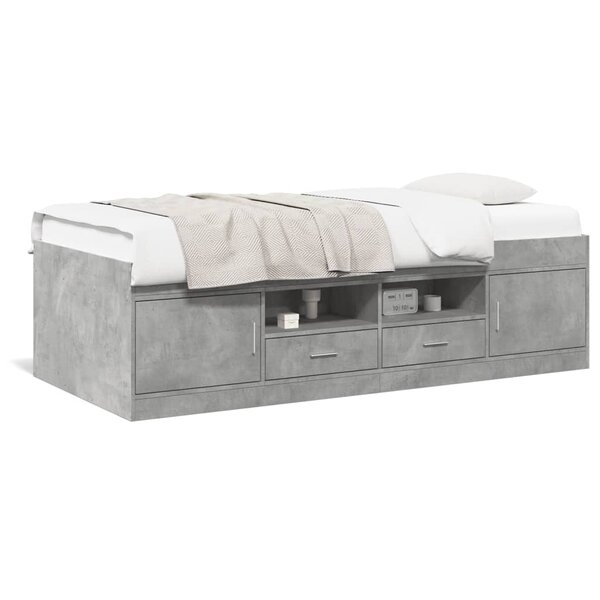 vidaXL Lit de jour avec tiroirs sans matelas gris béton 90x190 cm