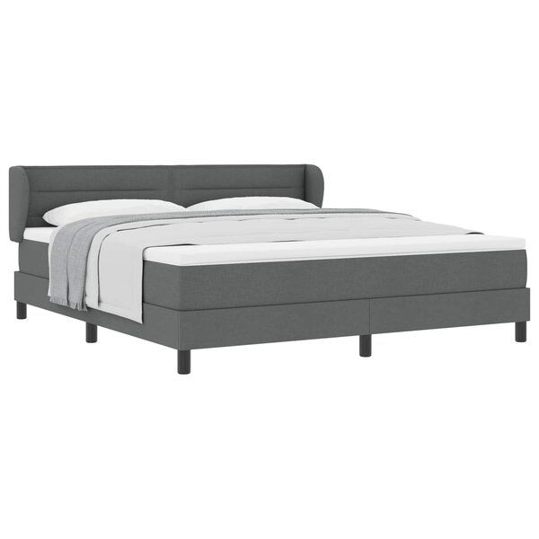 vidaXL Lit à ressorts avec matelas Gris foncé 180 x 200 cm tissu