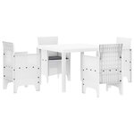 vidaXL Ensemble de salle à manger de jardin de 5 pièces avec coussins en Blanc Poly Rattan